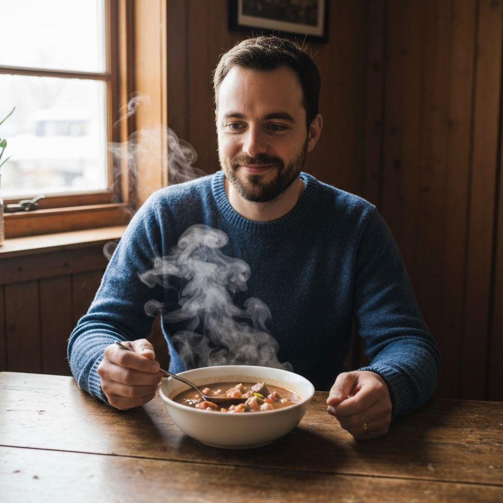 Persona che osserva il proprio pasto